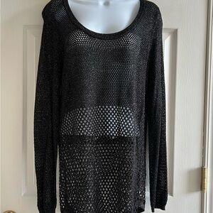 Rock & Republic Black Mesh Sweater